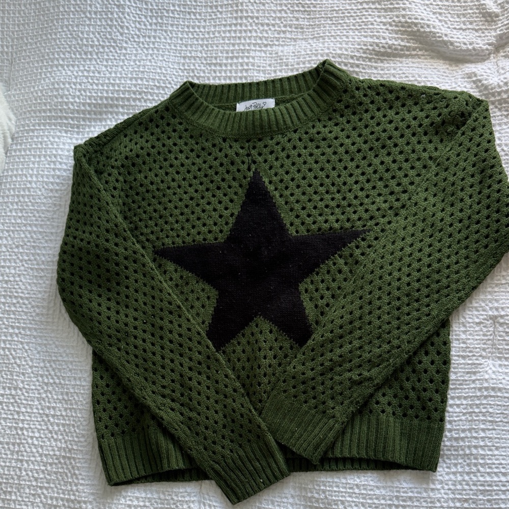 Olive Star Knit Sweater